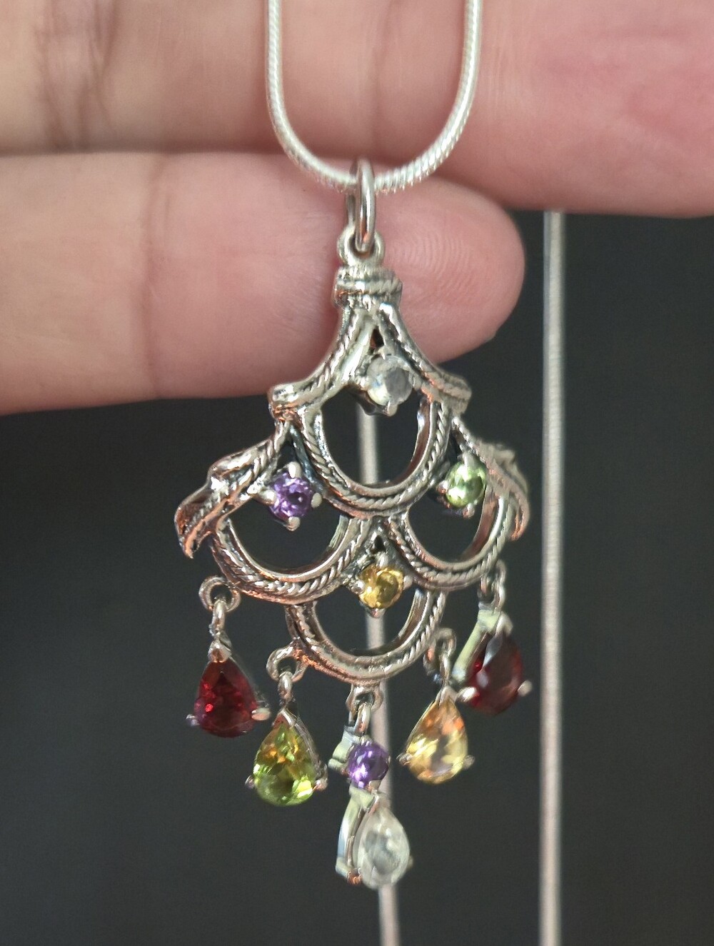 Nicky Butler 925 Sterling Silver Garnet Citrine Moonstone Designer Necklace NB